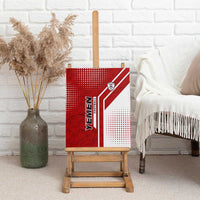 Yemen Football Canvas Wall Art with Red and White Flag Design
