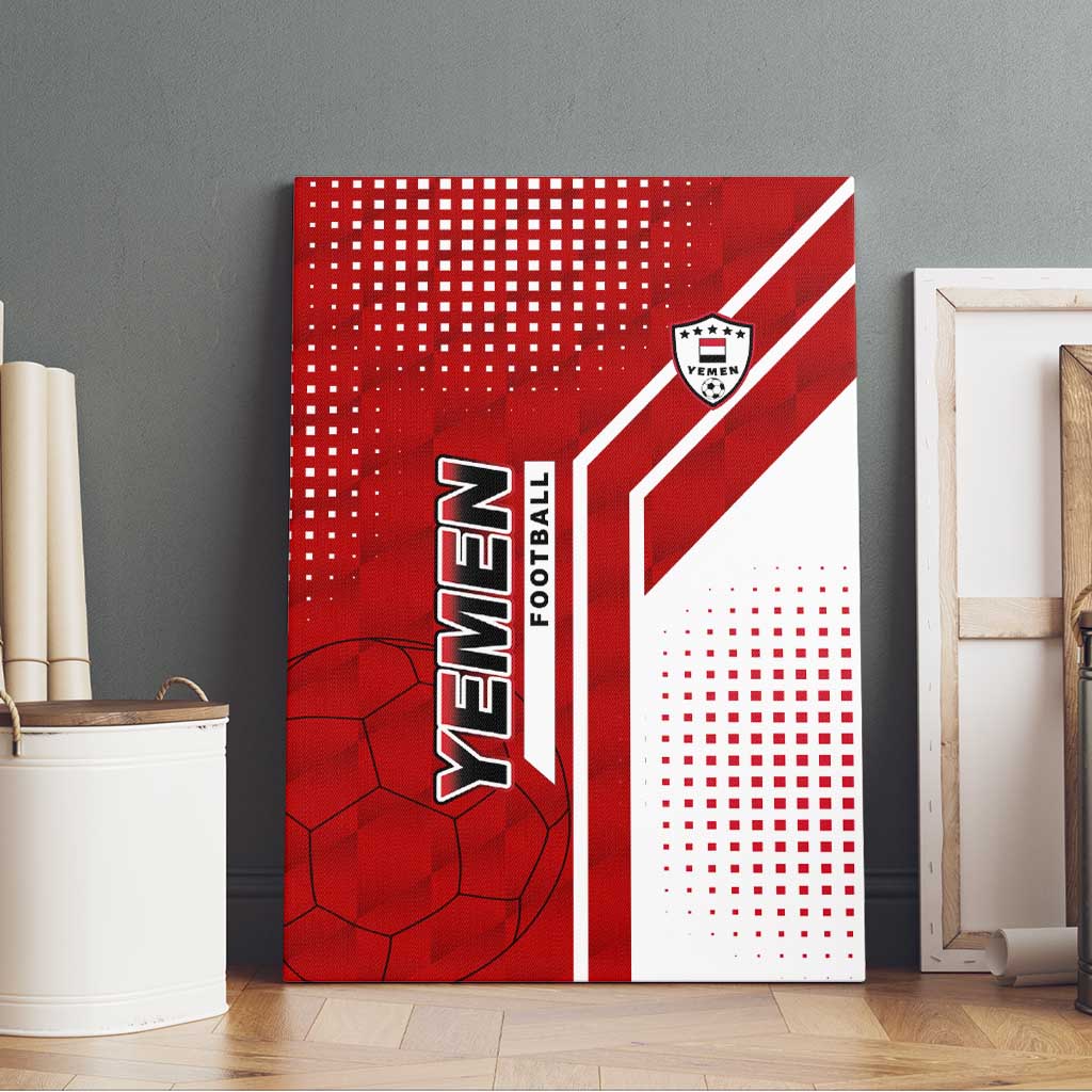 Yemen Football Canvas Wall Art with Red and White Flag Design