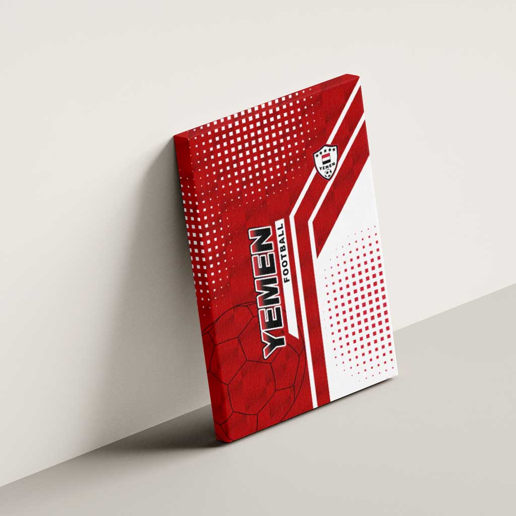 Yemen Football Canvas Wall Art with Red and White Flag Design