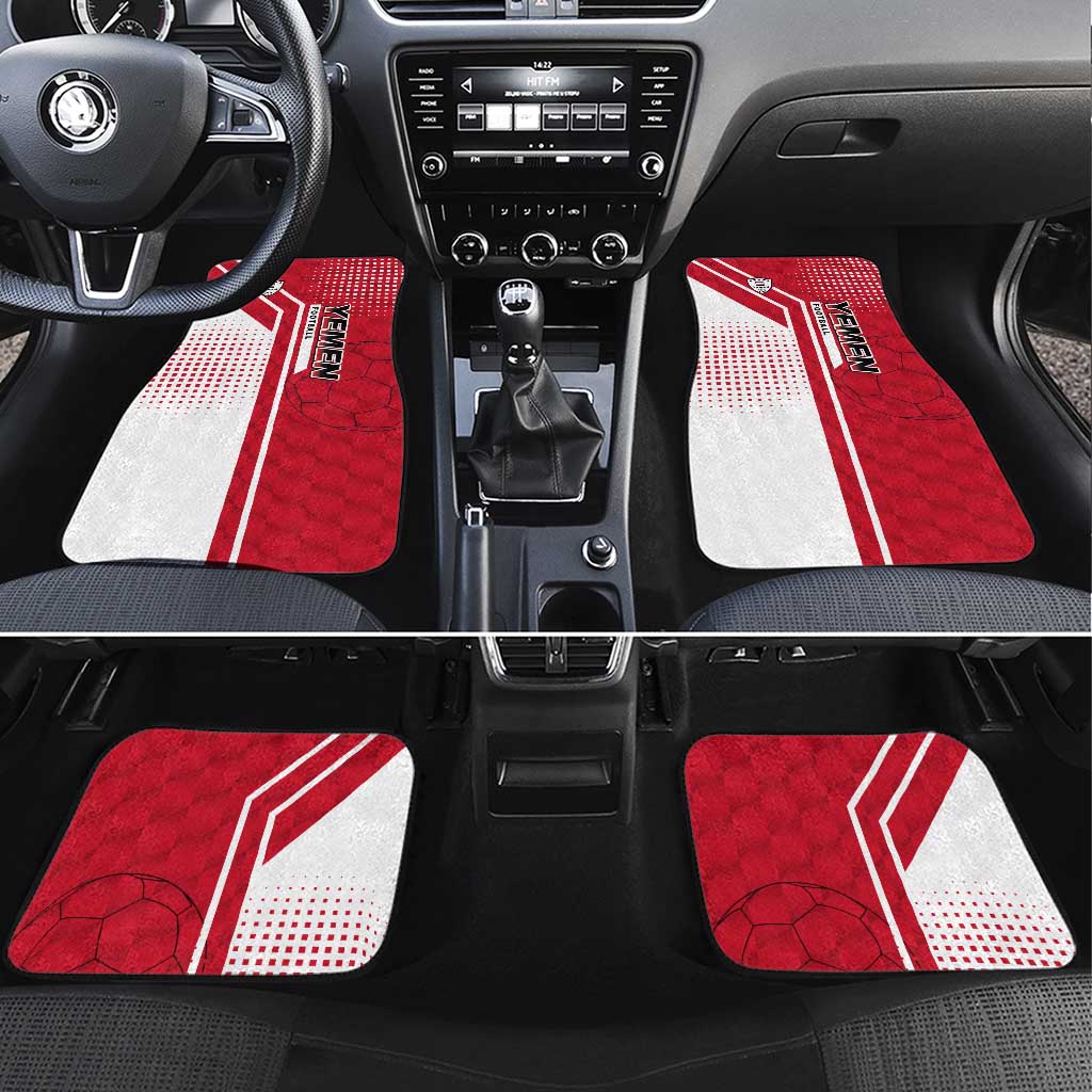Yemen Football Car Mats with Red and White Flag Design