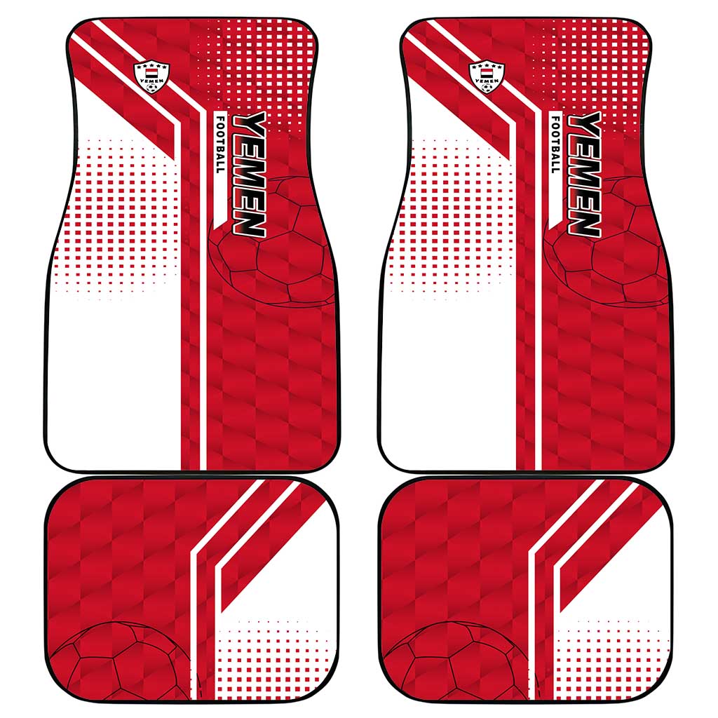 Yemen Football Car Mats with Red and White Flag Design