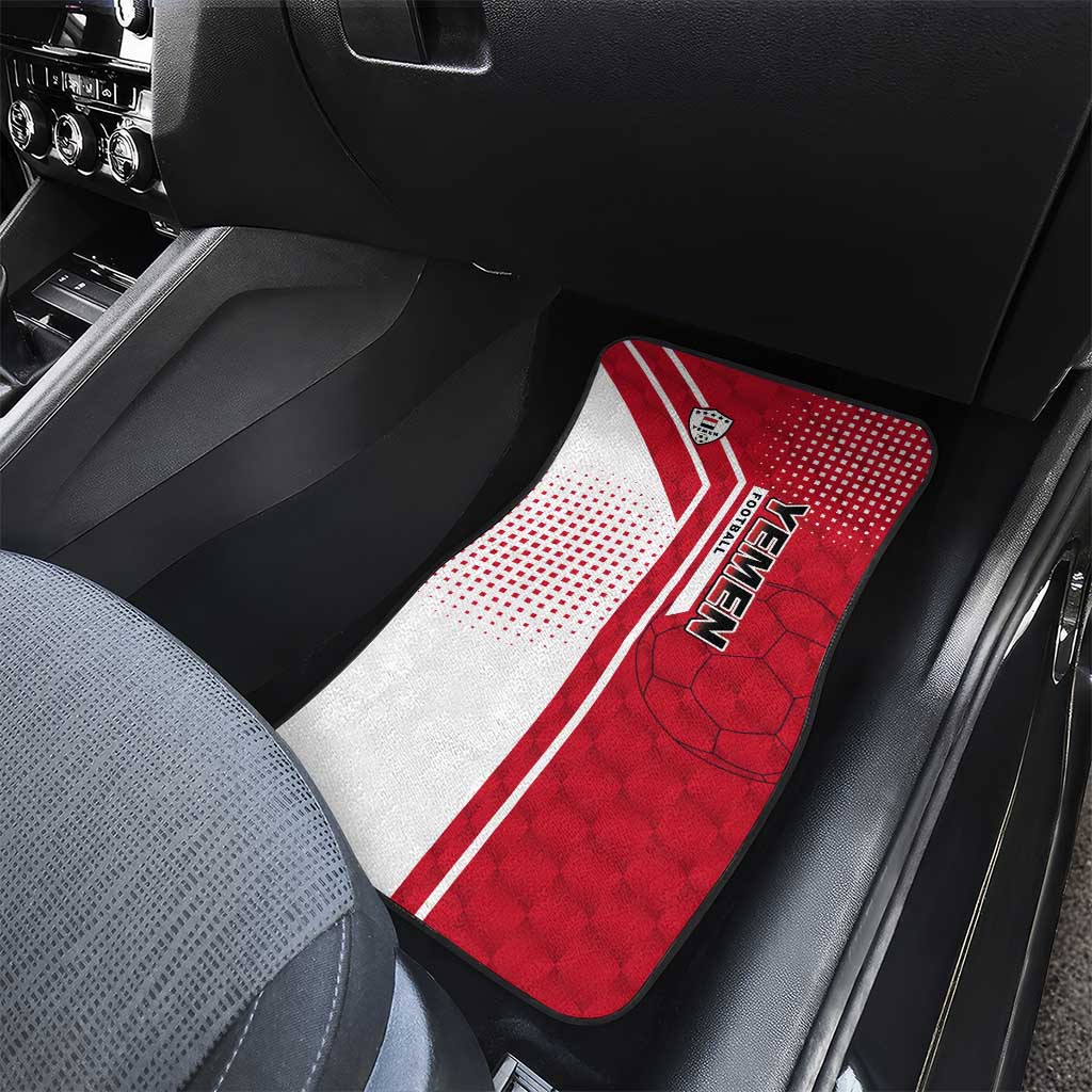 Yemen Football Car Mats with Red and White Flag Design