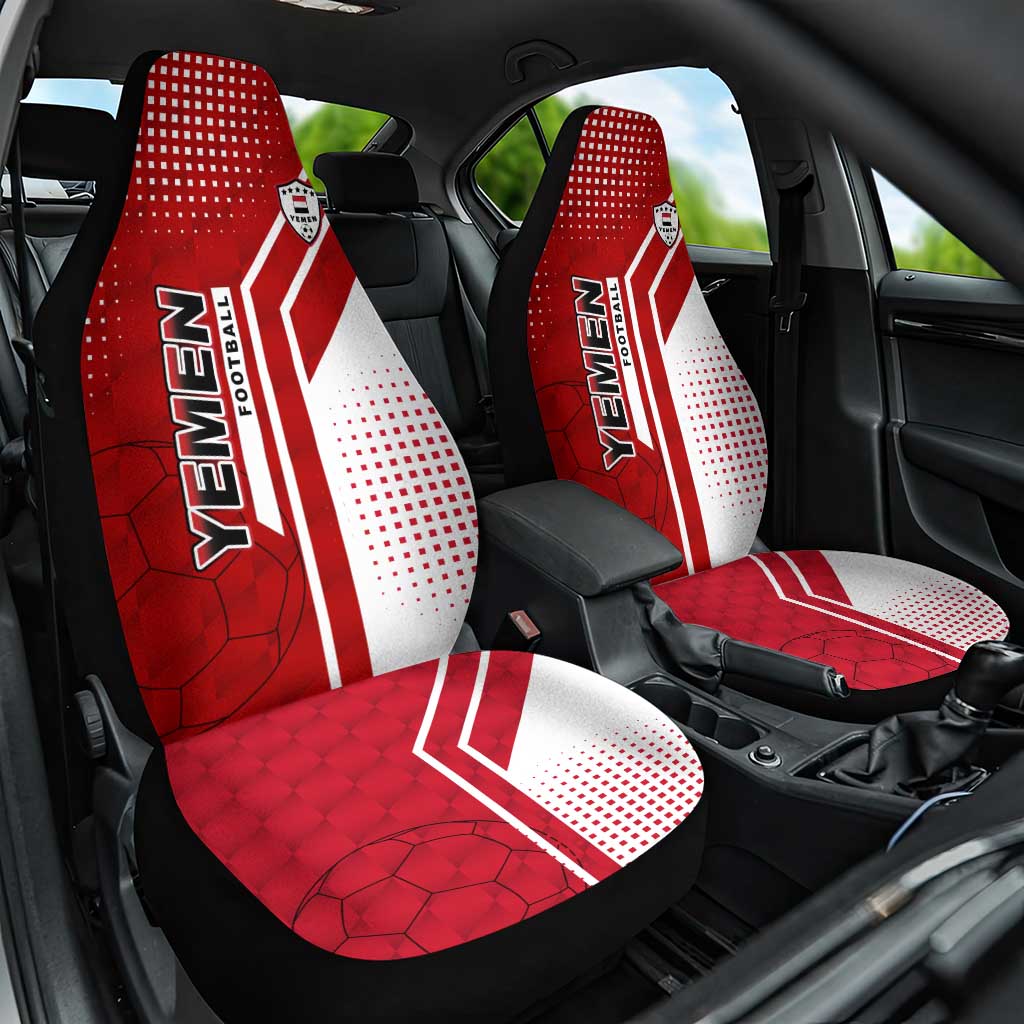Yemen Football Car Seat Cover with Red and White Flag Design