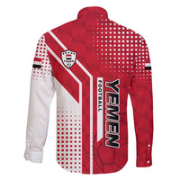 Yemen Football Family Matching Long Sleeve Bodycon Dress and Hawaiian Shirt with Red and White Flag Design