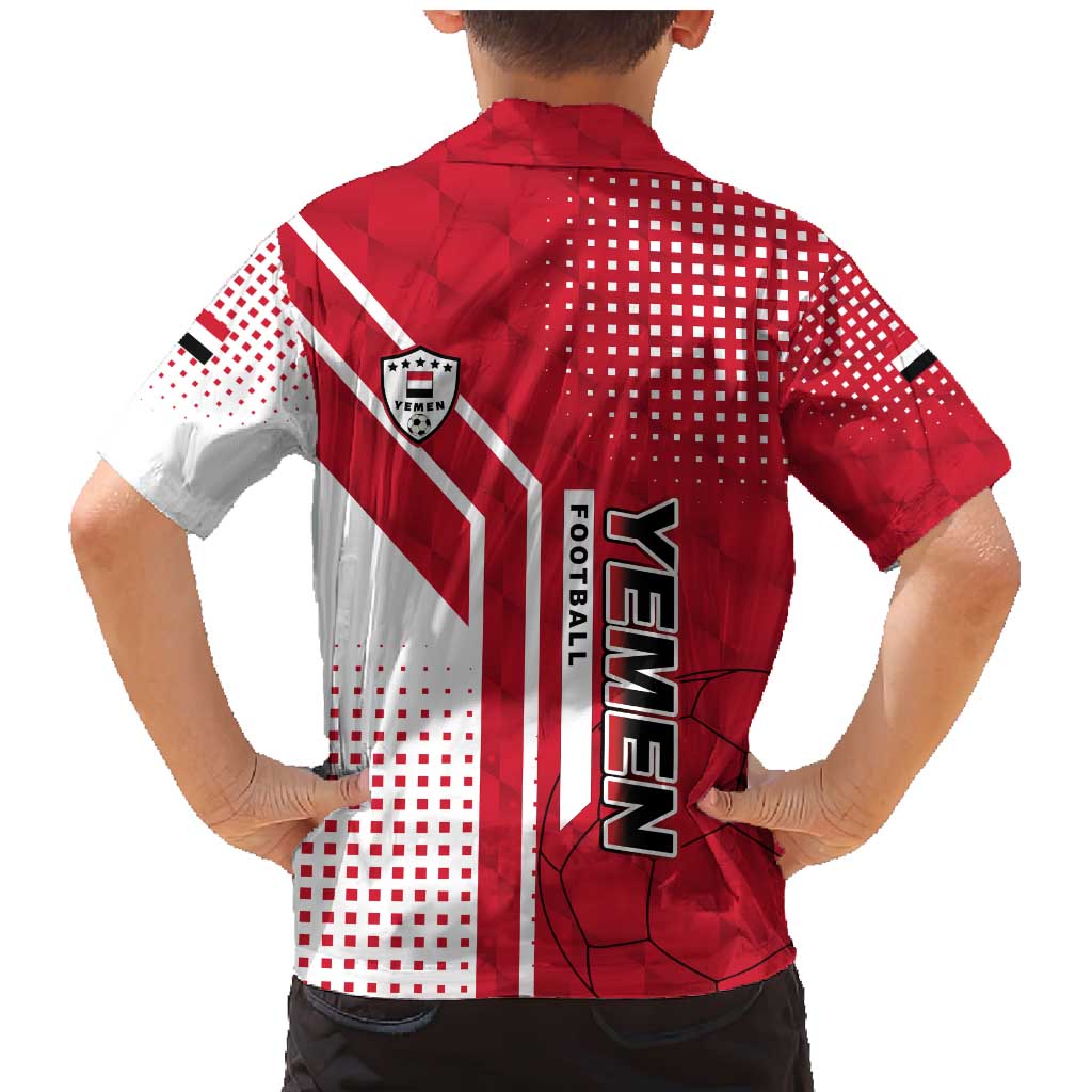 Yemen Football Family Matching Mermaid Dress and Hawaiian Shirt with Red and White Flag Design