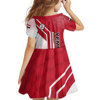 Yemen Football Family Matching Mermaid Dress and Hawaiian Shirt with Red and White Flag Design