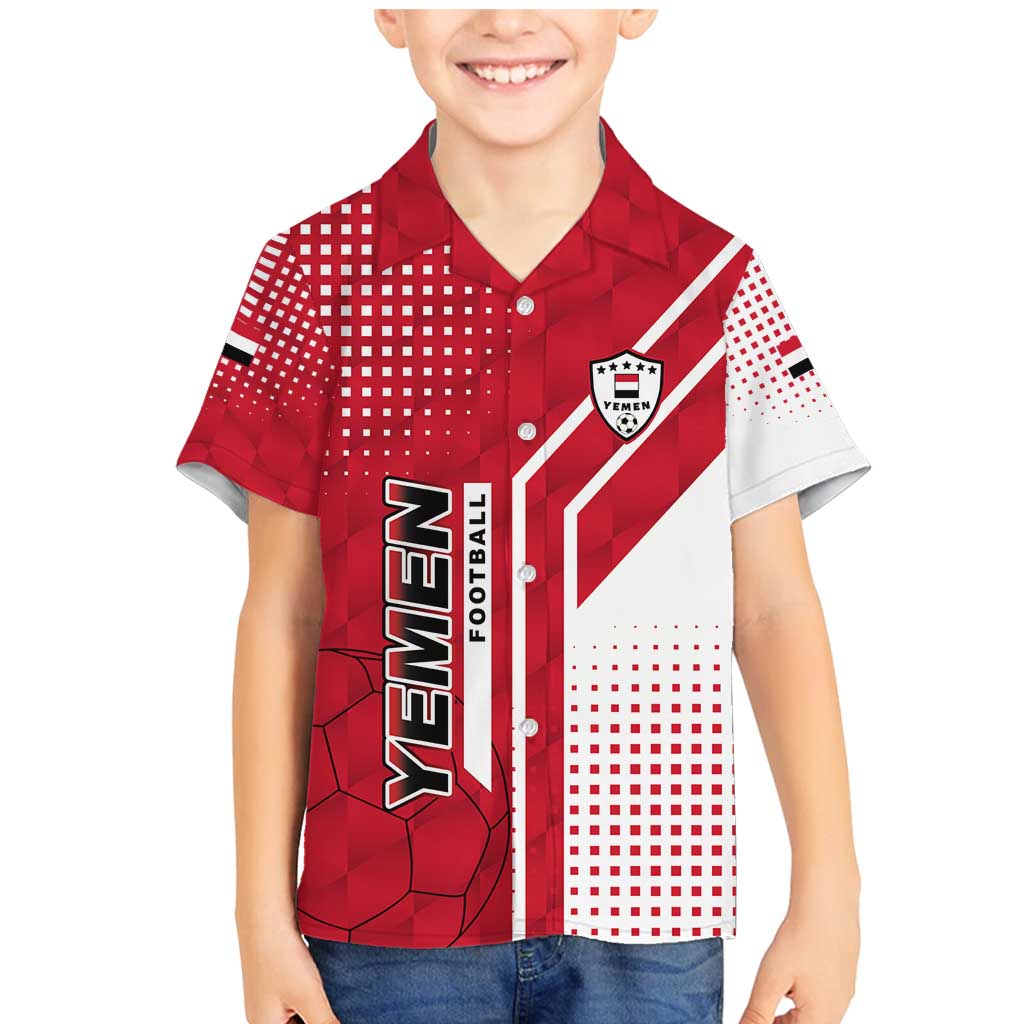 Yemen Football Family Matching Mermaid Dress and Hawaiian Shirt with Red and White Flag Design