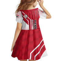 Yemen Football Family Matching Off Shoulder Maxi Dress and Hawaiian Shirt with Red and White Flag Design