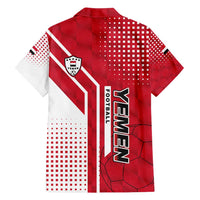 Yemen Football Family Matching Off Shoulder Maxi Dress and Hawaiian Shirt with Red and White Flag Design