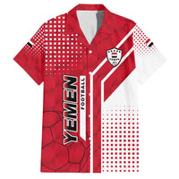 Yemen Football Family Matching Off Shoulder Short Dress and Hawaiian Shirt with Red and White Flag Design