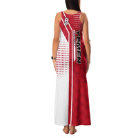 Yemen Football Family Matching Tank Maxi Dress and Hawaiian Shirt with Red and White Flag Design
