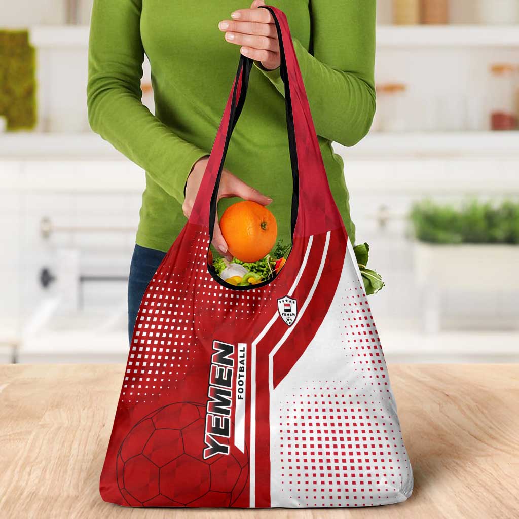 Yemen Football Grocery Bag with Red and White Flag Design