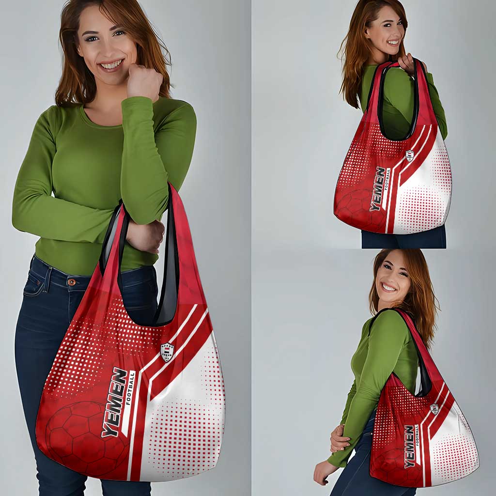 Yemen Football Grocery Bag with Red and White Flag Design