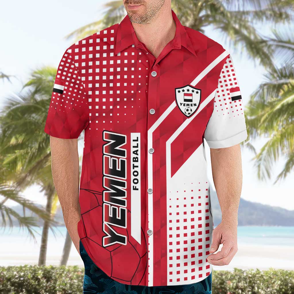 Yemen Football Hawaiian Shirt with Red and White Flag Design