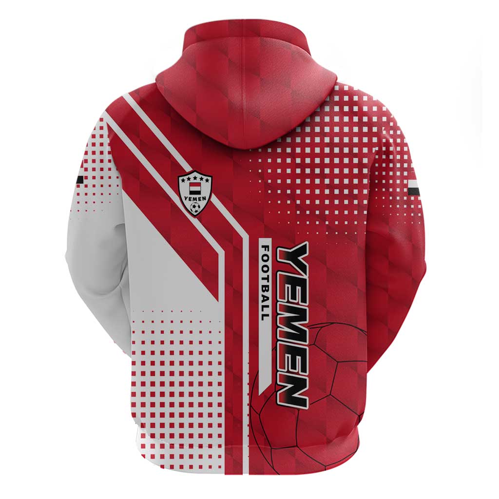 Yemen Football Hoodie with Red and White Flag Design
