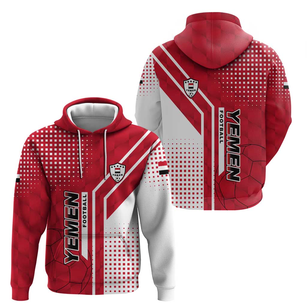 Yemen Football Hoodie with Red and White Flag Design