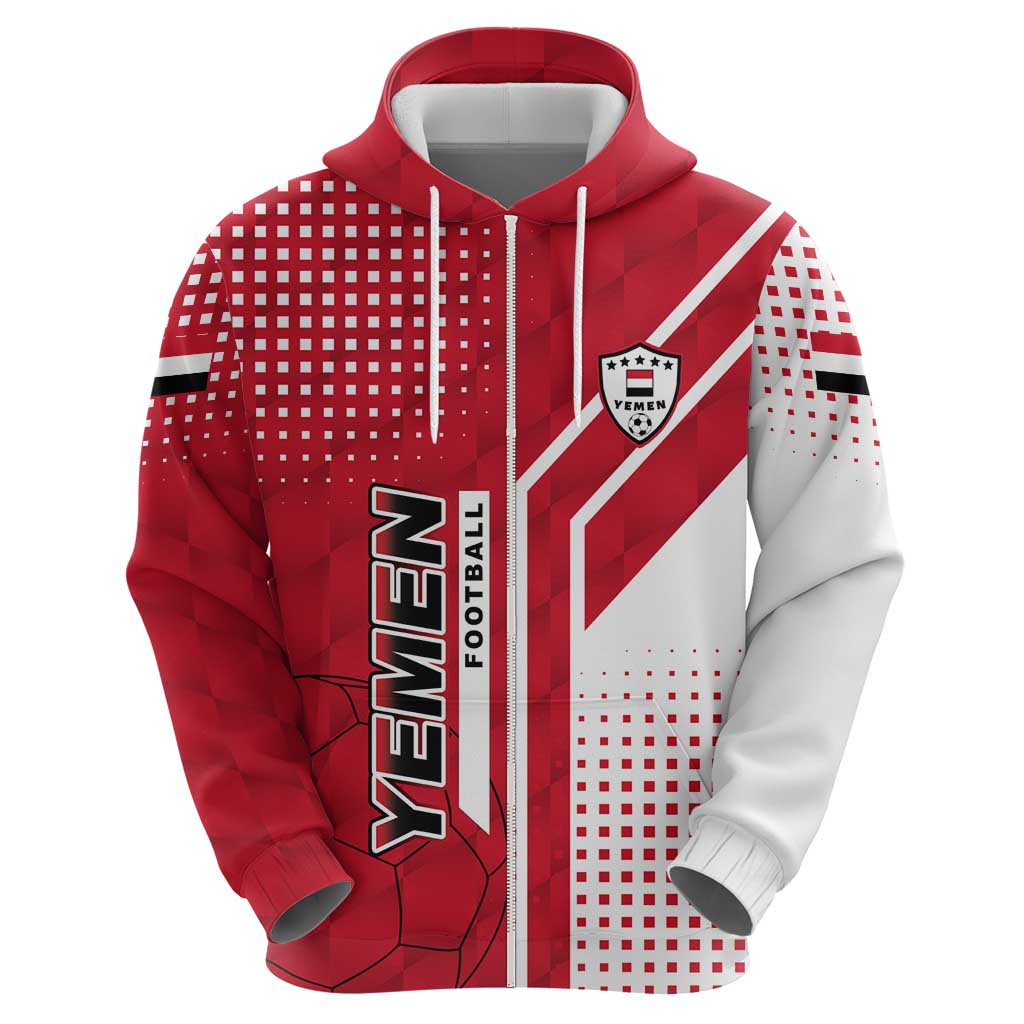 Yemen Football Hoodie with Red and White Flag Design