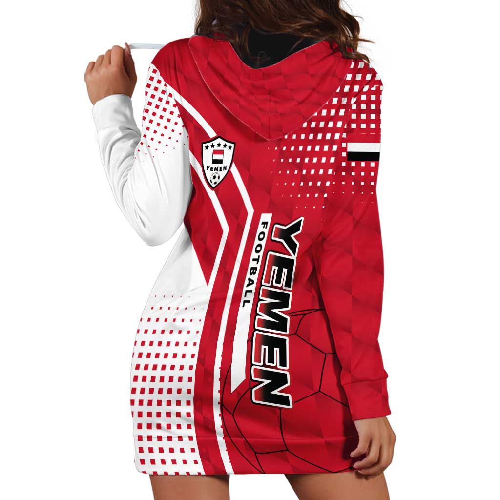 Yemen Football Hoodie Dress with Red and White Flag Design