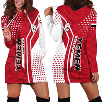 Yemen Football Hoodie Dress with Red and White Flag Design