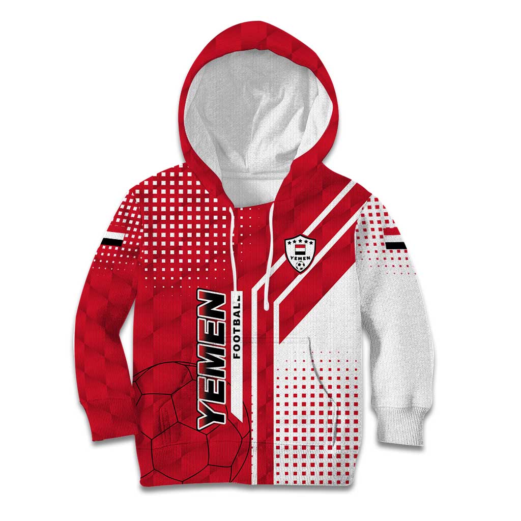 Yemen Football Kid Hoodie with Red and White Flag Design