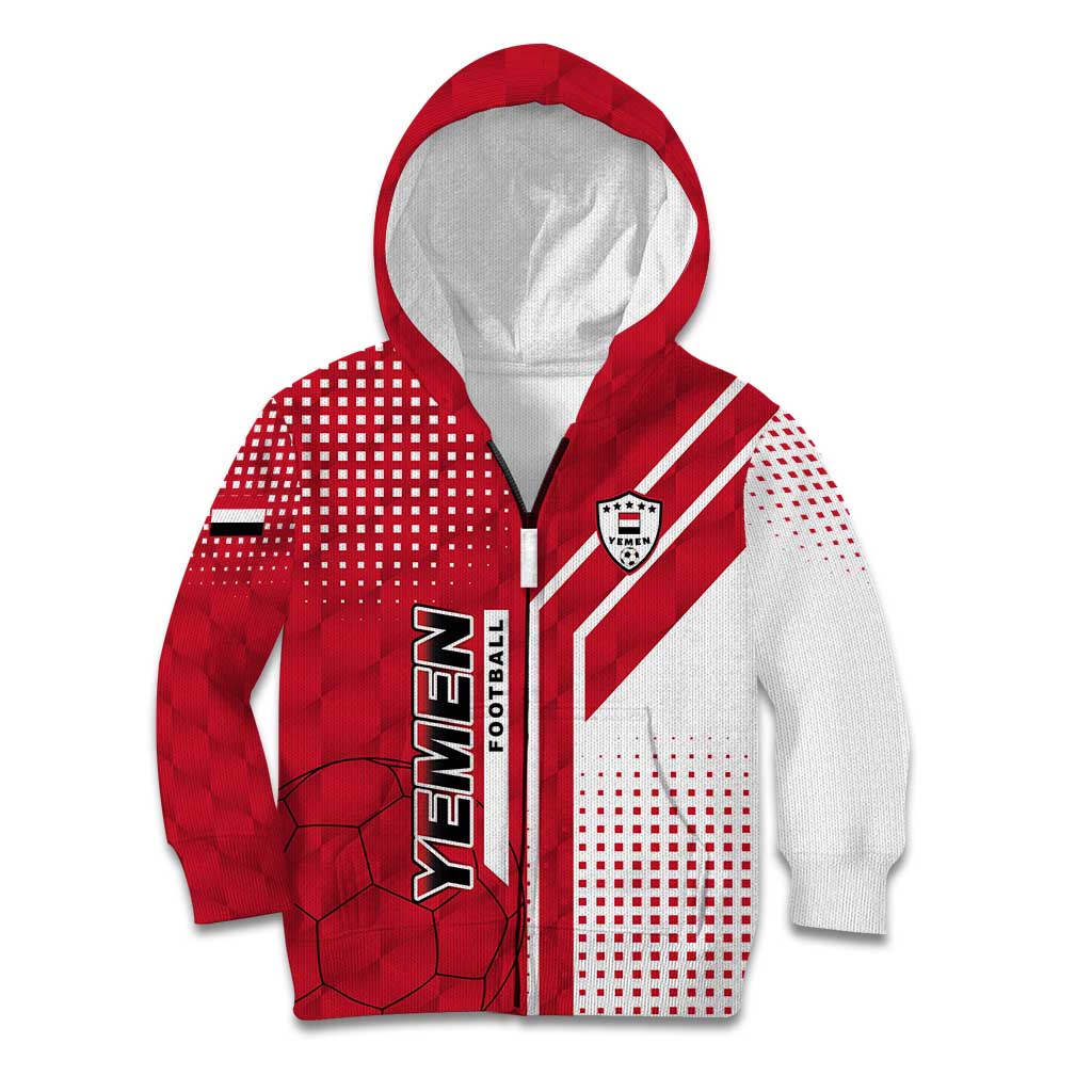 Yemen Football Kid Hoodie with Red and White Flag Design