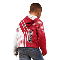Yemen Football Kid Hoodie with Red and White Flag Design