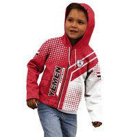 Yemen Football Kid Hoodie with Red and White Flag Design