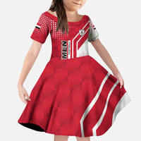 Yemen Football Kid Short Sleeve Dress with Red and White Flag Design