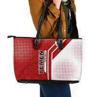 Yemen Football Leather Tote Bag with Red and White Flag Design