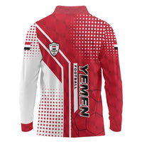 Yemen Football Long Sleeve Polo Shirt with Red and White Flag Design