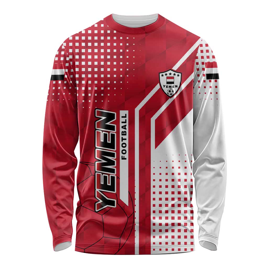 Yemen Football Long Sleeve Shirt with Red and White Flag Design