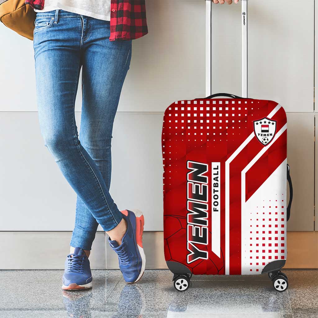 Yemen Football Luggage Cover with Red and White Flag Design