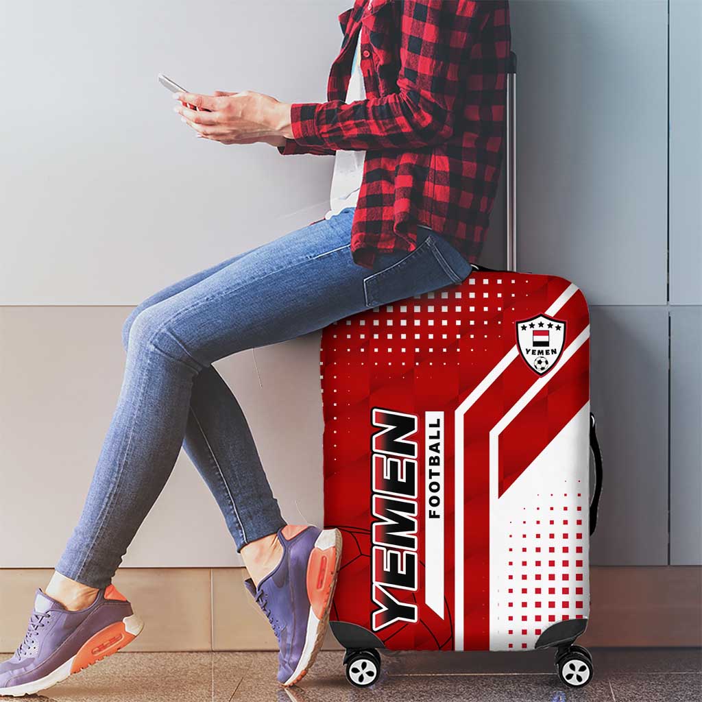 Yemen Football Luggage Cover with Red and White Flag Design