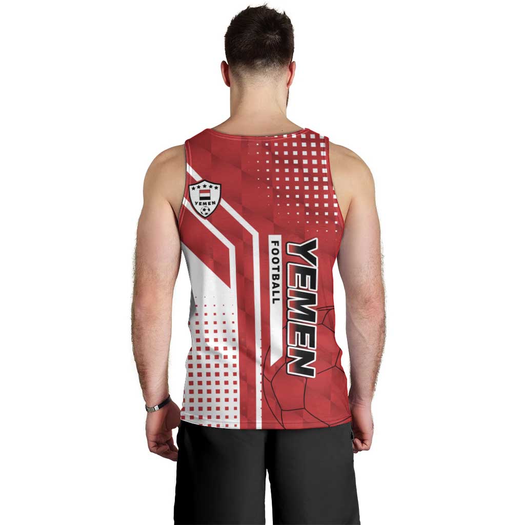 Yemen Football Men Tank Top with Red and White Flag Design