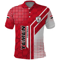 Yemen Football Polo Shirt with Red and White Flag Design