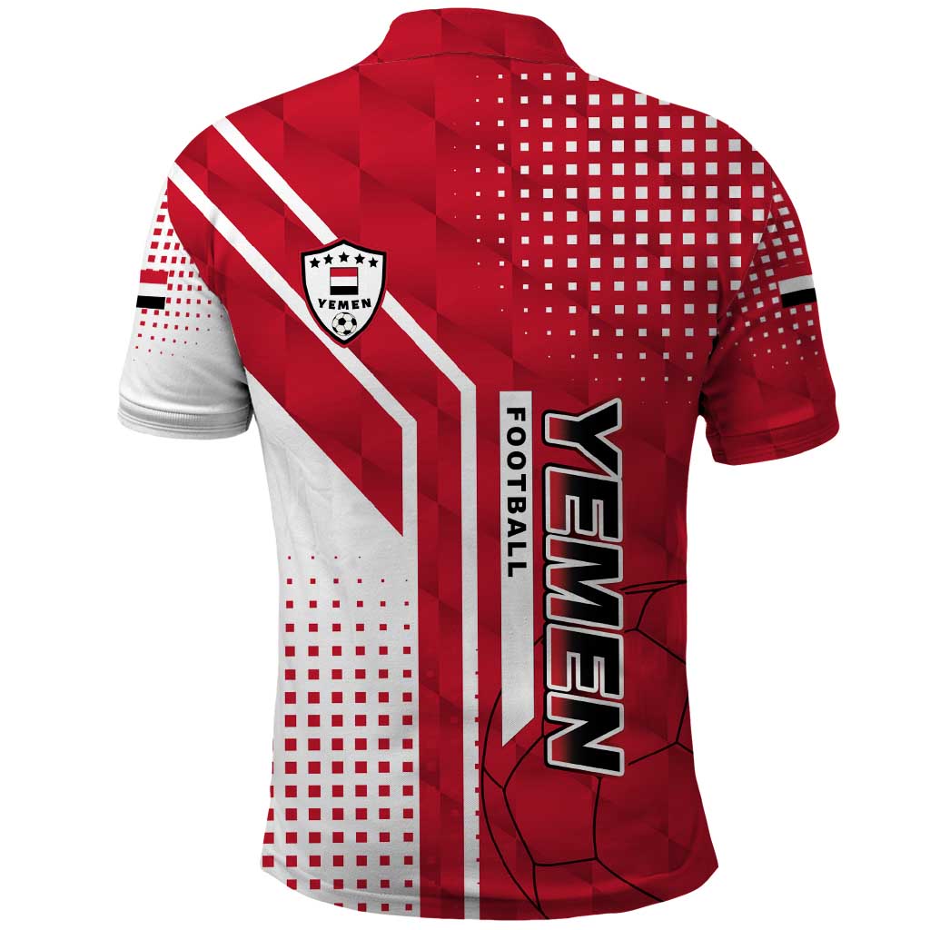 Yemen Football Polo Shirt with Red and White Flag Design