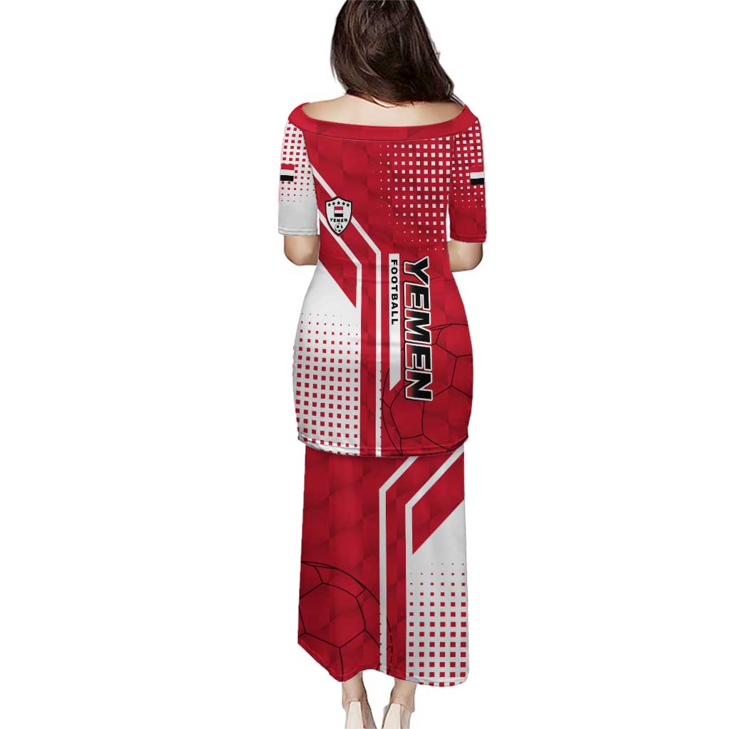 Yemen Football Puletasi with Red and White Flag Design