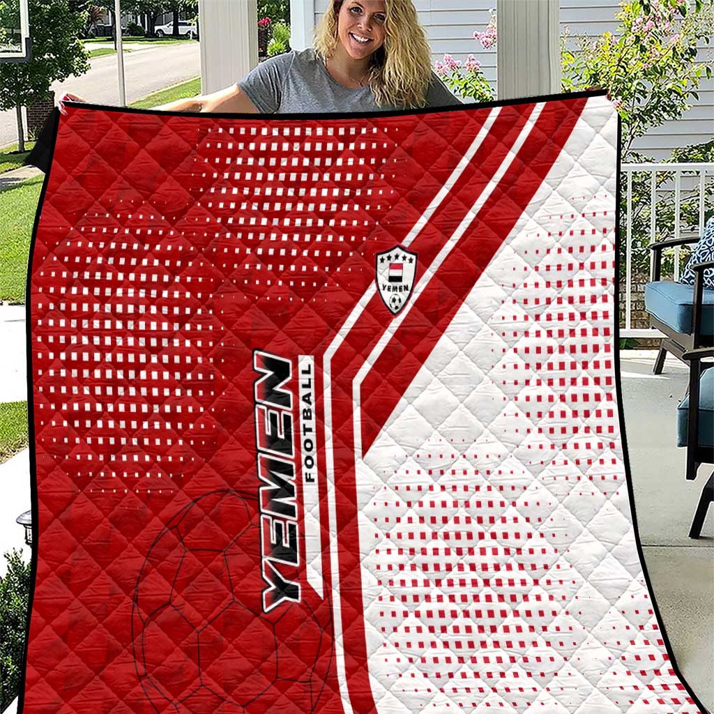 Yemen Football Quilt with Red and White Flag Design