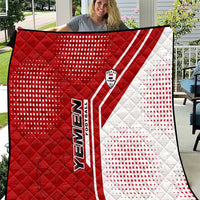 Yemen Football Quilt with Red and White Flag Design
