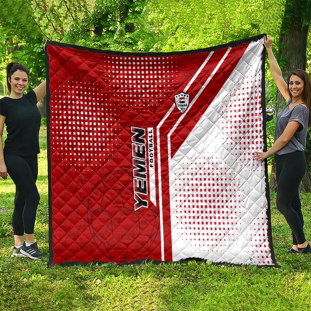 Yemen Football Quilt with Red and White Flag Design