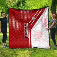 Yemen Football Quilt with Red and White Flag Design