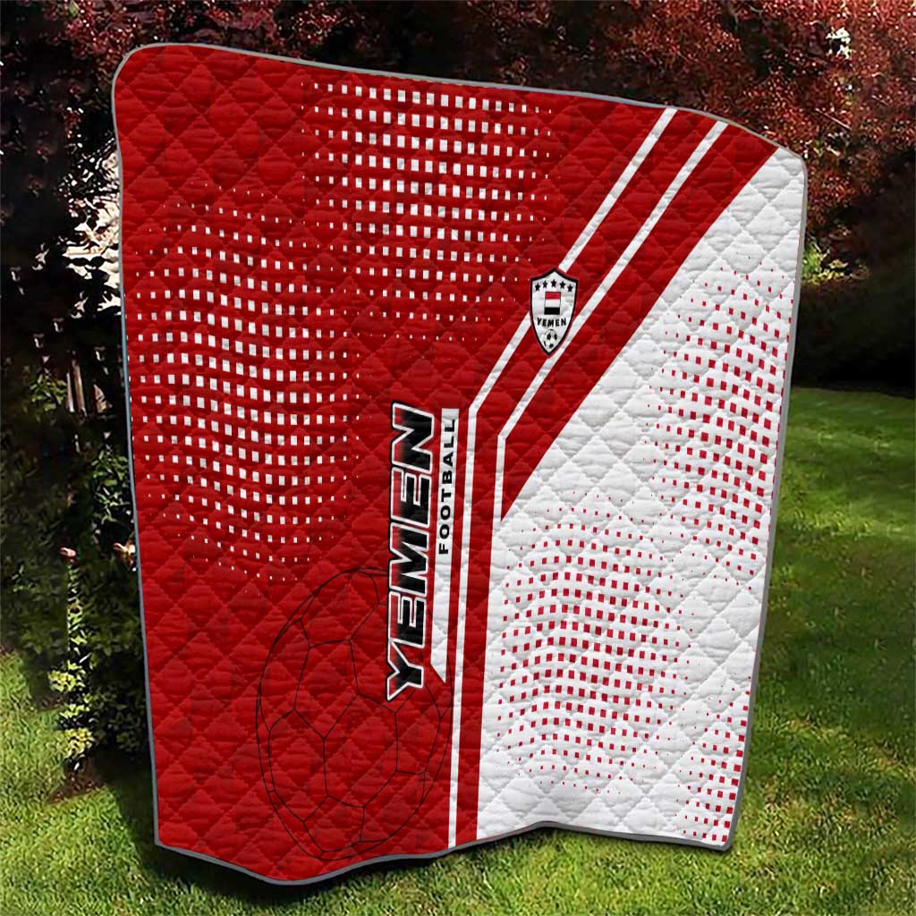 Yemen Football Quilt with Red and White Flag Design