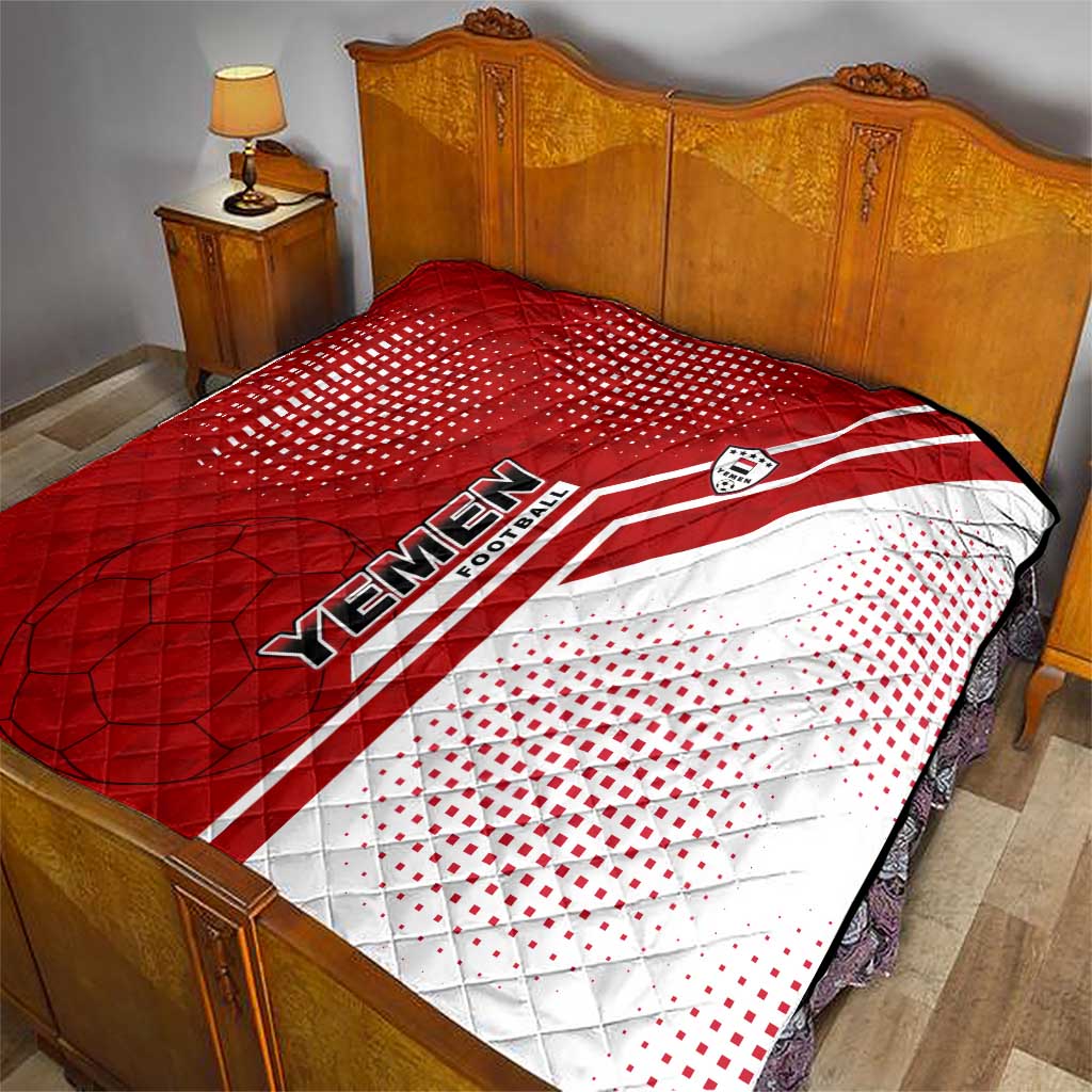 Yemen Football Quilt with Red and White Flag Design