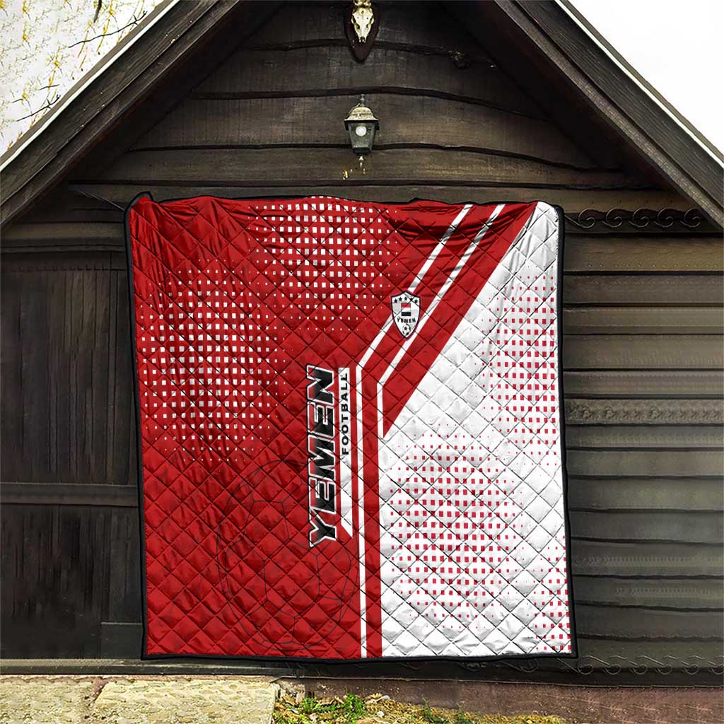 Yemen Football Quilt with Red and White Flag Design