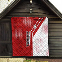 Yemen Football Quilt with Red and White Flag Design