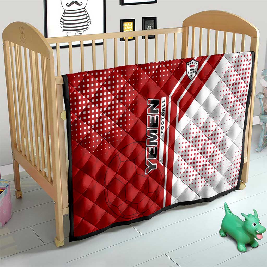 Yemen Football Quilt with Red and White Flag Design