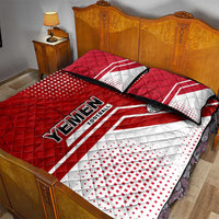 Yemen Football Quilt Bed Set with Red and White Flag Design