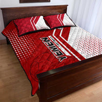 Yemen Football Quilt Bed Set with Red and White Flag Design