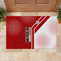 Yemen Football Rubber Doormat with Red and White Flag Design
