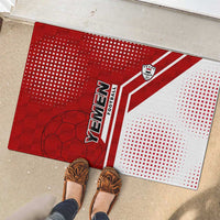 Yemen Football Rubber Doormat with Red and White Flag Design